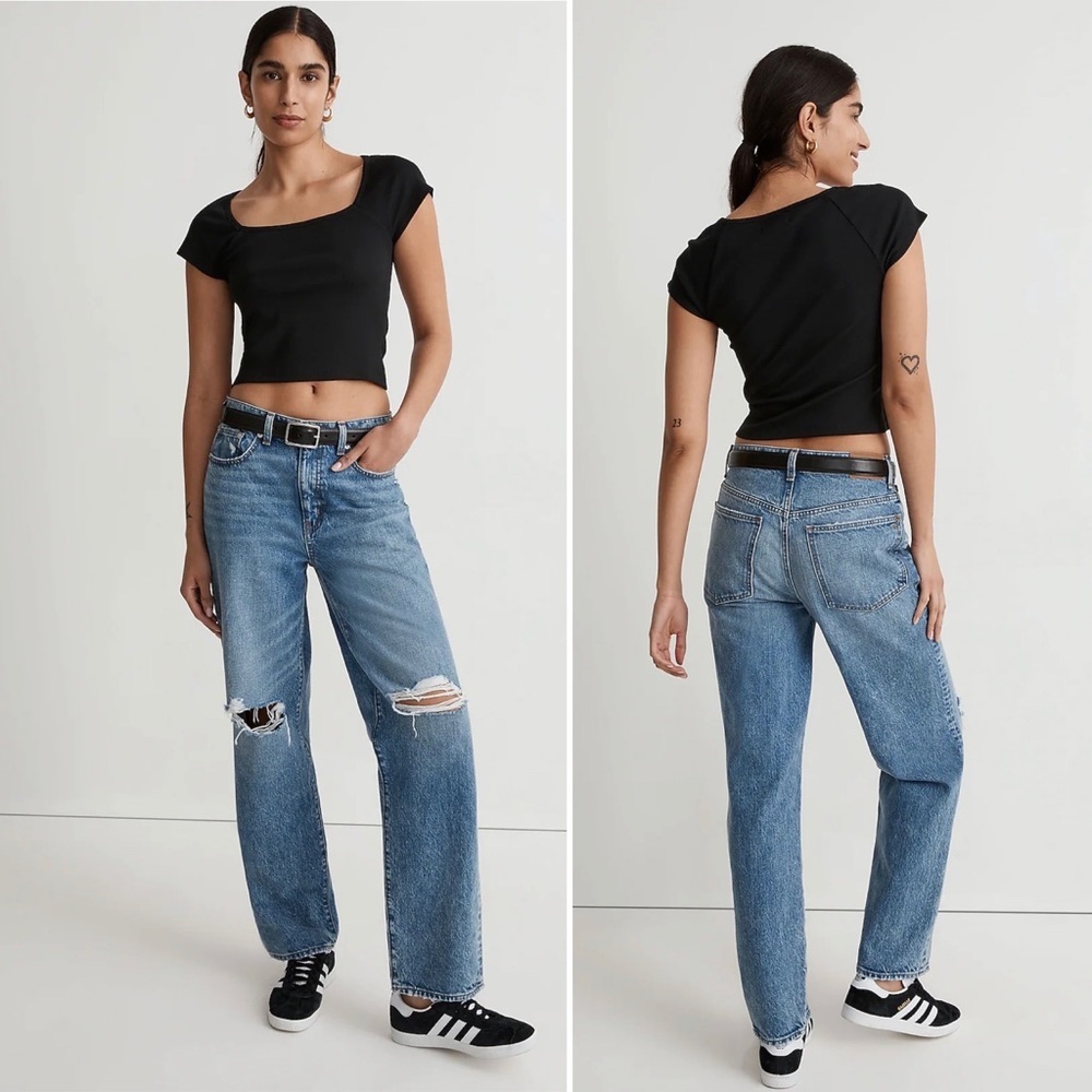 Madewell New The Dadjean in Brockport Wash Ripped Edition Jeans Denim NWT 25